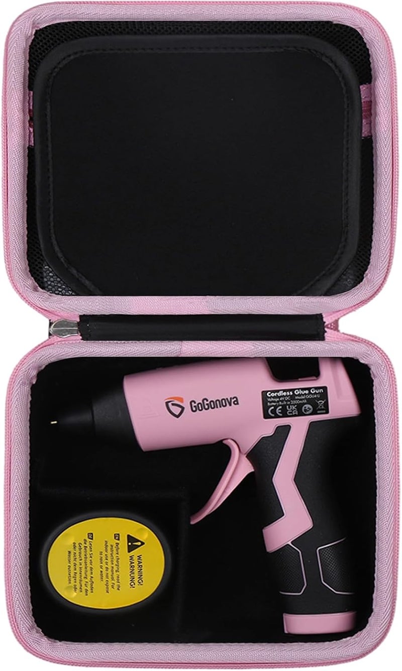 worfty Storage Case for GoGonova Cordless Glue Gun, Hard Waterproof Carrying Case for GoGonova 15s Fast Preheating 2Ah 4V Cordless Hot Glue Gun with Glue Gun Sticks Pocket, Pink, Case Only (Pink) - Image 5